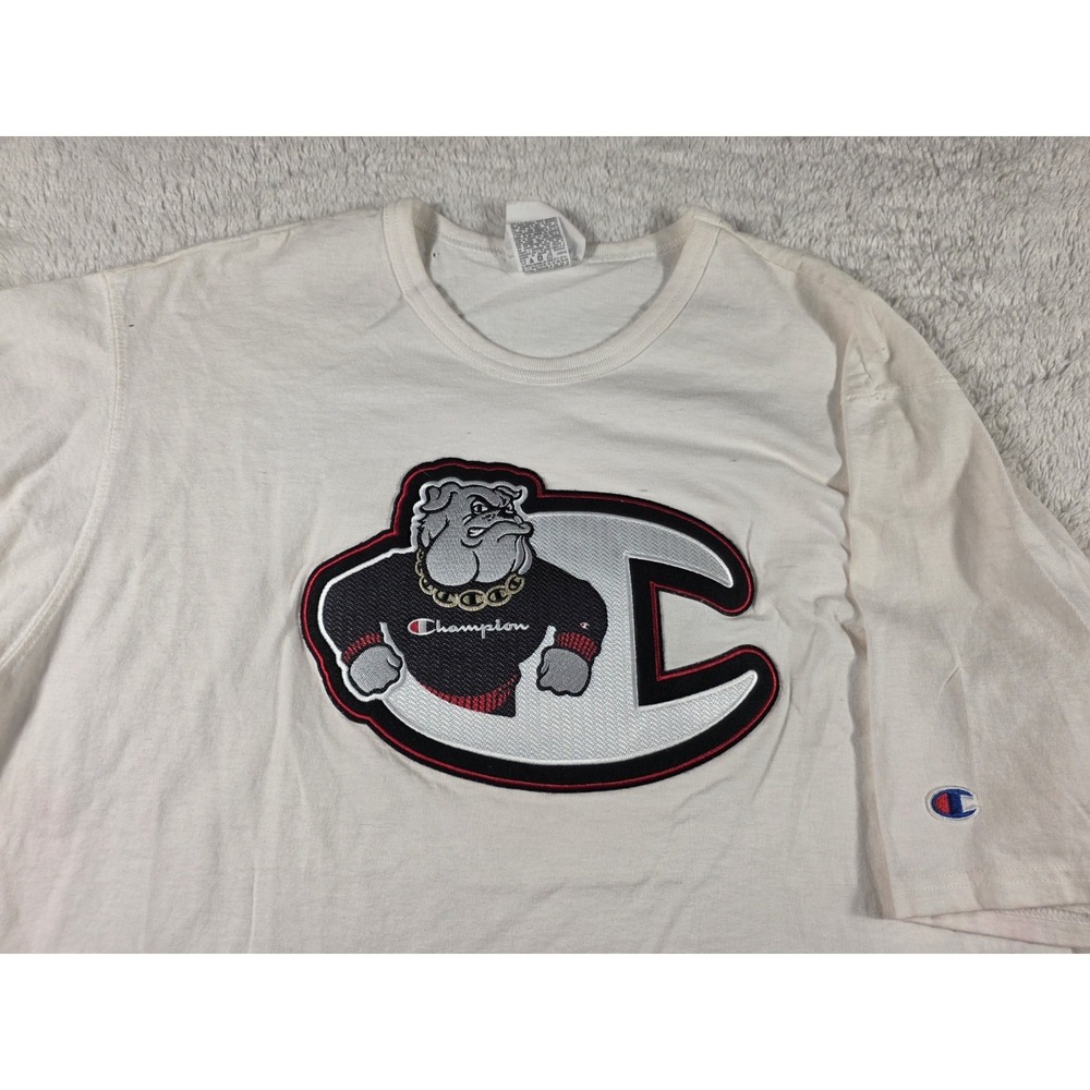 Georgia Bulldog Big Chest Patch Logo Shirt Champion‎ XL *Distressed Flaws*